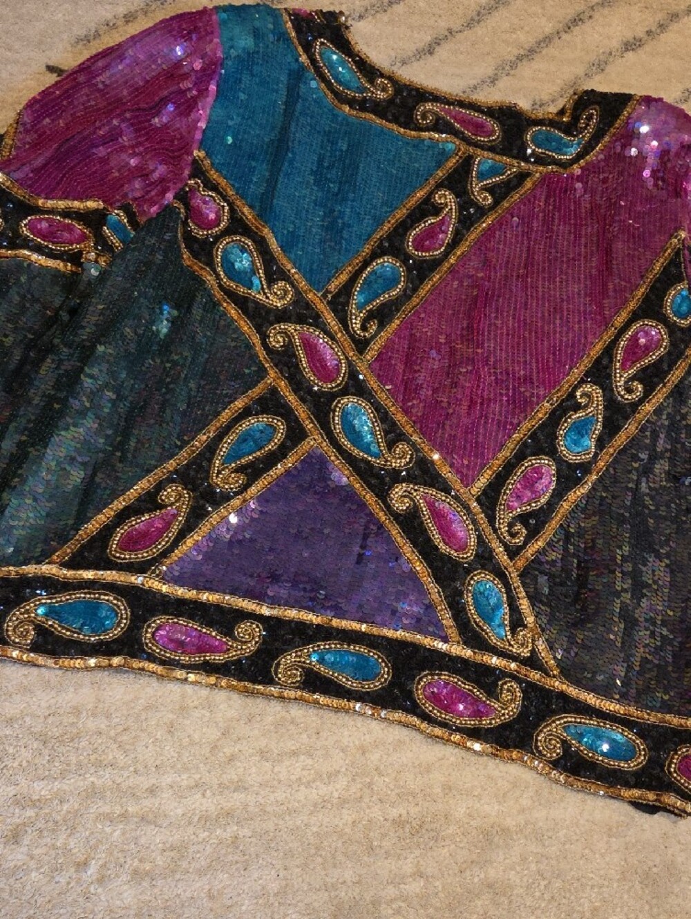 Vintage Beaded Sequin Paisley Jacket - Multi-Color - Picture 6 of 8